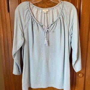 JJill Denim Peasant Style top size Small